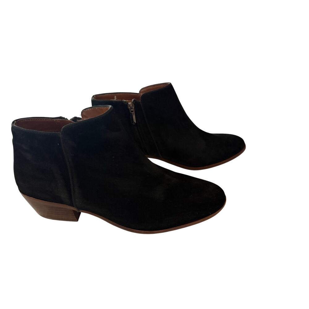 Sam Edelman Size 11 Black Suede Ankle Boots Block Heel Pull On - Picture 4 of 8